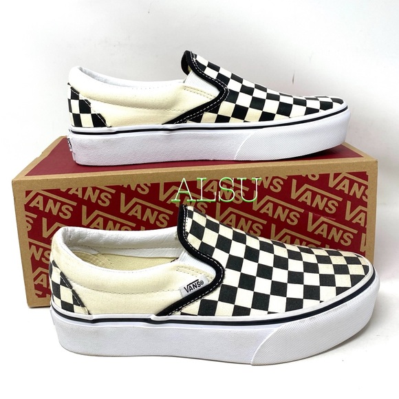 vans classic slip on platform checkerboard